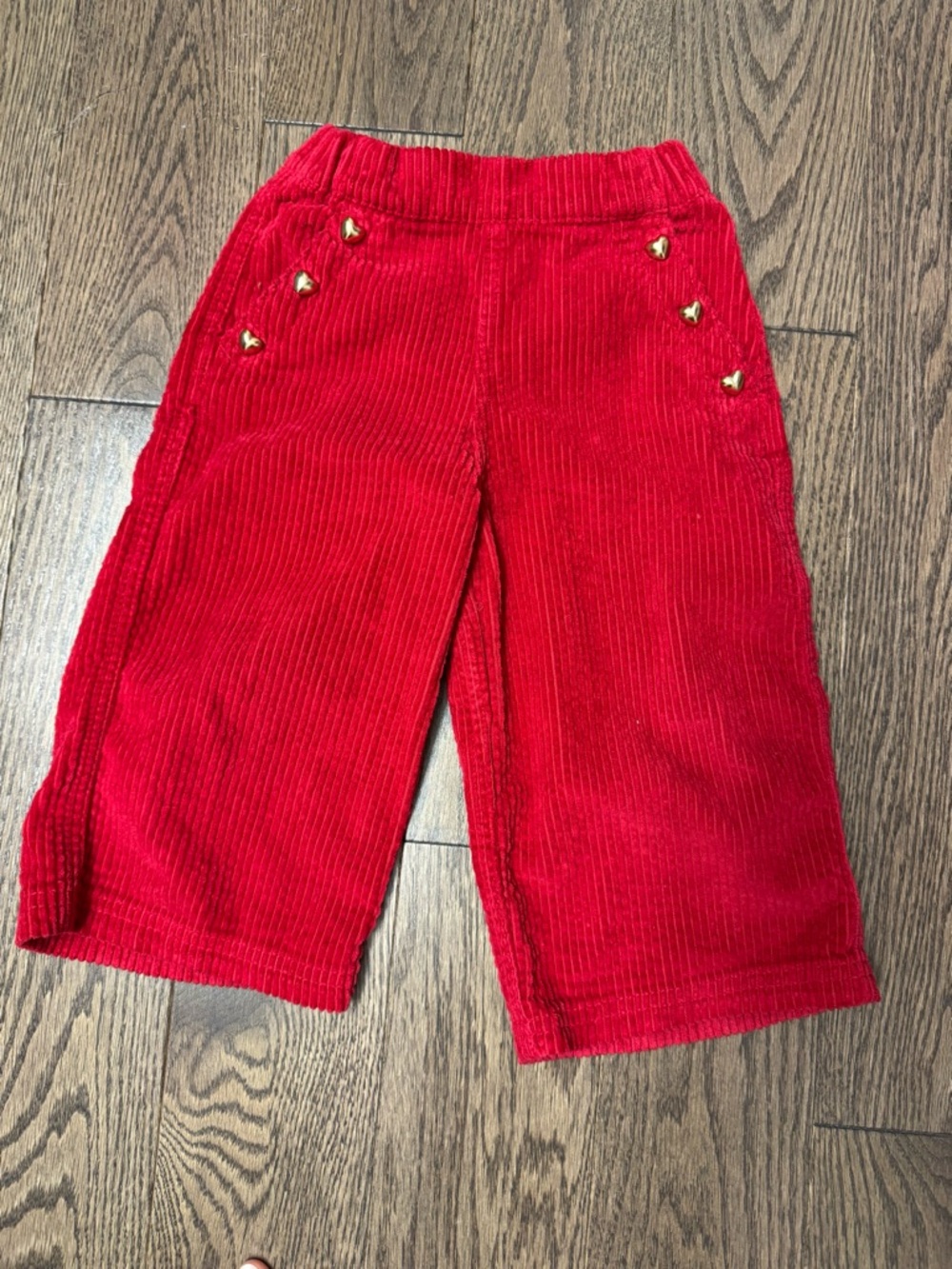 Old Navy Bright Red Corduroy Kids Pants with Gold Heart Studs